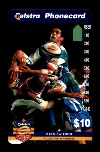 1997 Telstra Super League Phonecard - Auckland Warriors - Matthew Ridge