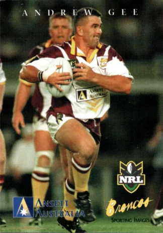 1998 Ansett Australia NRL Promotional Card - Card 1 Andrew Gee Brisbane Broncos