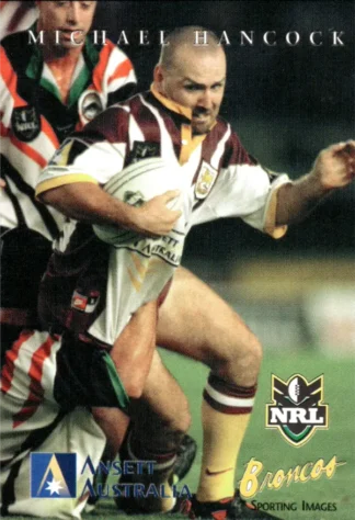 1998 Ansett Australia NRL Promotional Card - Card 2 Michael Hancock Brisbane Broncos