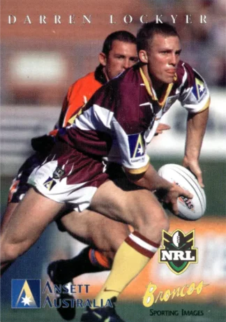 1998 Ansett Australia NRL Promotional Card - Card 4 Darren Lockyer Brisbane Broncos