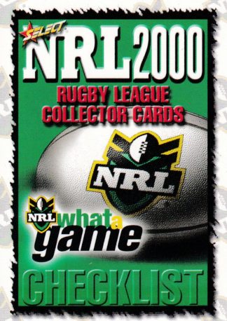 2000 Select NRL Common Card - Base 001 Checklist #1