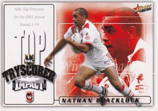 2001 NRL Impact Box Card - BC1 Nathan Blacklock St George Dragons
