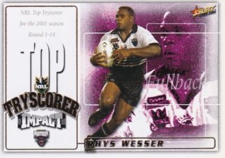 2001 NRL Impact Box Card - BC3 Rhys Wesser Penrith Panthers
