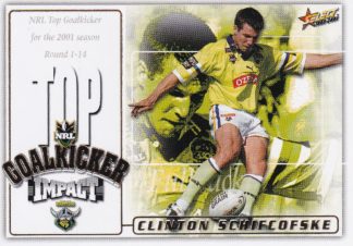 2001 NRL Impact Box Card - BC5 Clinton Schifcofske Canberra Raiders