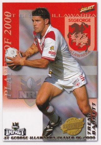 2001 NRL Impact Club Player Of The Year - CP13 Trent Barrett St George Dragons