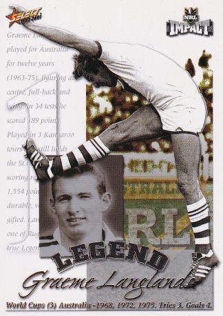 2001 NRL Impact Legend Card - LC1 Graeme Langlands St George Dragons