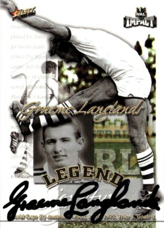 2001 NRL Impact Legend Signature Card - LSC1 Graeme Langlands St George Dragons