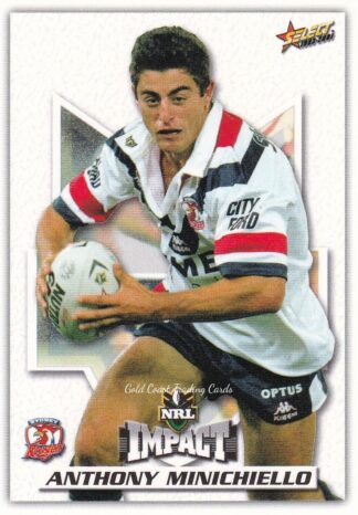 2001 NRL Impact Common Card - Base 021 Anthony Minichiello Sydney Roosters