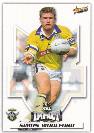 2001 NRL Impact Common Card - Base 052 Simon Woolford Canberra Raiders