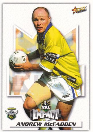 2001 NRL Impact Common Card - Base 056 Andrew McFadden Canberra Raiders