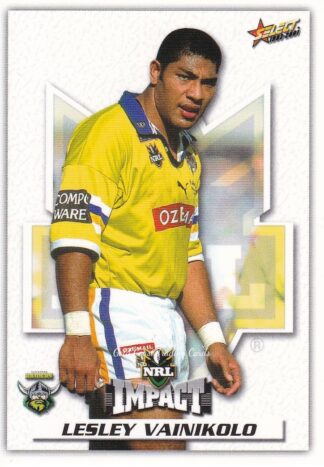 2001 NRL Impact Common Card - Base 060 Lesley Vainikolo Canberra Raiders