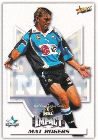 2001 NRL Impact Common Card - Base 092 Mat Rogers Cronulla Sharks