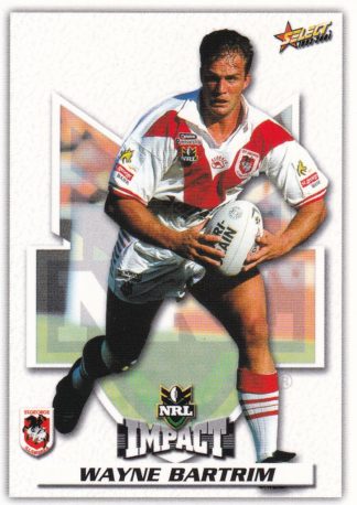2001 NRL Impact Common Card - Base 099 Wayne Bartrim St George Dragons