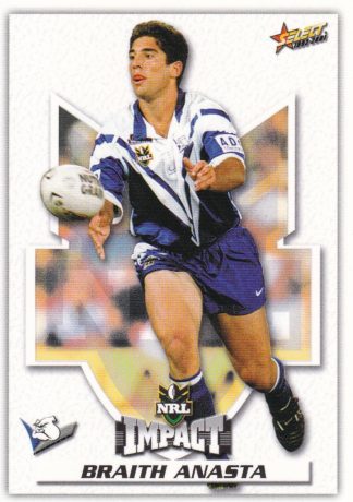 2001 NRL Impact Common Card - Base 124 Braith Anasta Canterbury Bulldogs