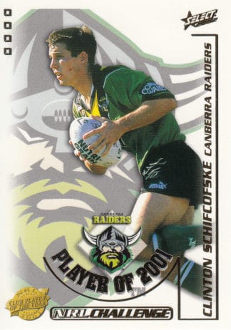 2002 NRL Challenge Club Player Of The Year - CP03 Clinton Schifcofske Canberra Raiders