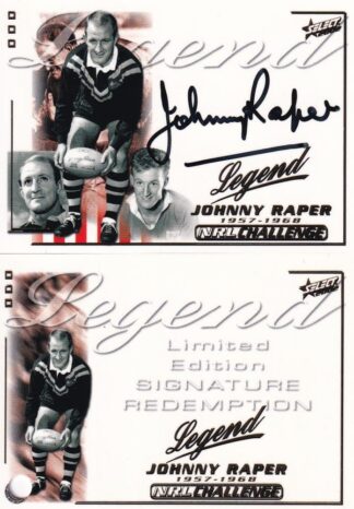 2002 NRL Challenge Legend Signature Card - LSC1 Johnny Raper St George Dragons