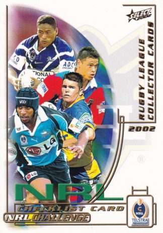 2002 NRL Challenge Common Card - Base 001 Checklist #1