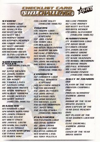 2002 NRL Challenge Common Card - Base 002 Checklist #2