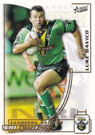 2002 NRL Challenge Common Card - Base 126 Luke Davico Canberra Raiders