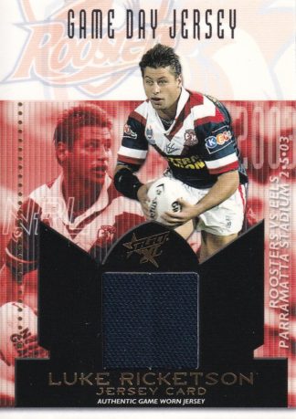 2003 NRL XL Game Day Jersey Card - JC3 Luke Ricketson Sydney Roosters