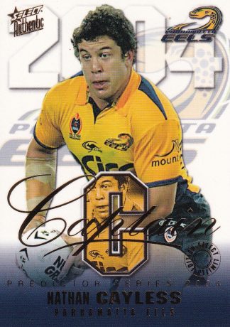 2004 NRL Authentic Captains Card - CP08 Nathan Cayless Parramatta Eels