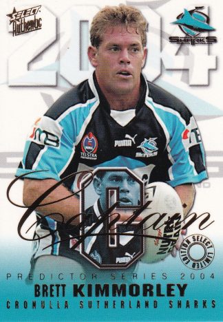 2004 NRL Authentic Captains Card - CP10 Brett Kimmorley Cronulla Sharks