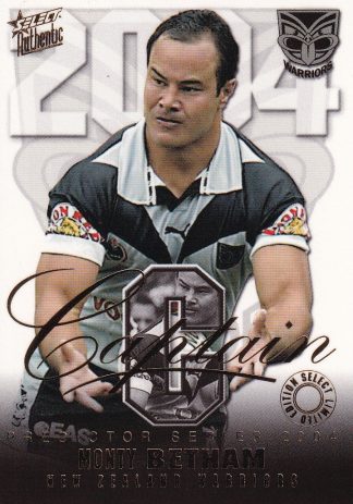 2004 NRL Authentic Captains Card - CP14 Monty Betham Warriors