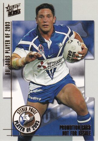 2004 NRL Authentic Promotional Card - CP02 Steve Price Canterbury Bulldogs