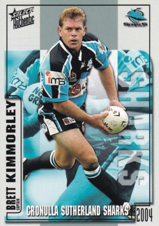 2004 NRL Authentic Common Card - Base 112 Brett Kimmorley Cronulla Sharks