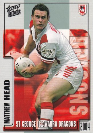 2004 NRL Authentic Common Card - Base 128 Matthew Head St George Dragons
