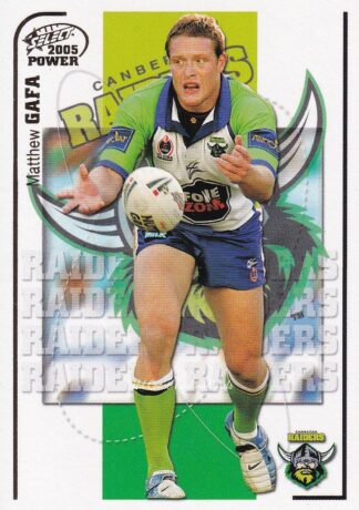 2005 NRL Power Common Card - Base 032 Matthew Gafa Canberra Raiders