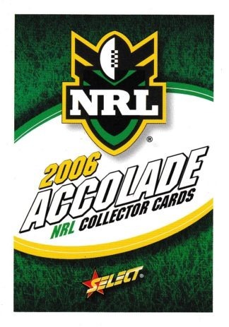 2006 NRL Accolade Common Card - Base 001 Checklist #1