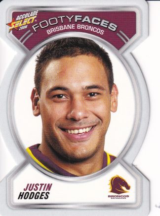 2006 NRL Accolade Footy Face - FF005 Justin Hodges Brisbane Broncos