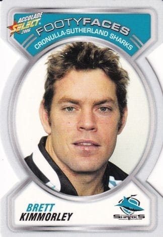 2006 NRL Accolade Footy Face - FF031 Brett Kimmorley Cronulla Sharks