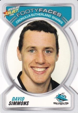 2006 NRL Accolade Footy Face - FF039 David Simmons Cronulla Sharks