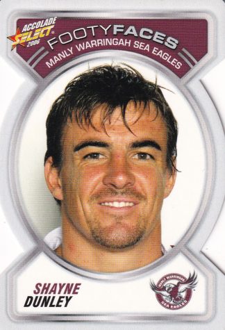 2006 NRL Accolade Footy Face - FF042 Shayne Dunley Manly Sea Eagles