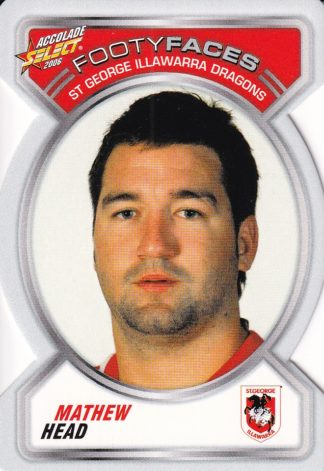 2006 NRL Accolade Footy Face - FF107 Mathew Head St George Dragons