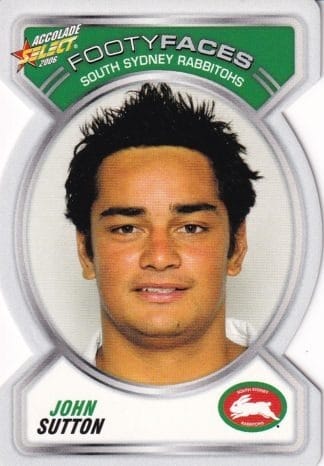 2006 NRL Accolade Footy Face - FF118 John Sutton South Sydney Rabbitohs