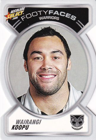 2006 NRL Accolade Footy Face - FF137 Wairangi Koopu Warriors