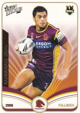 2006 NRL Invincible Common Card - Base 004 Karmichael Hunt Brisbane Broncos