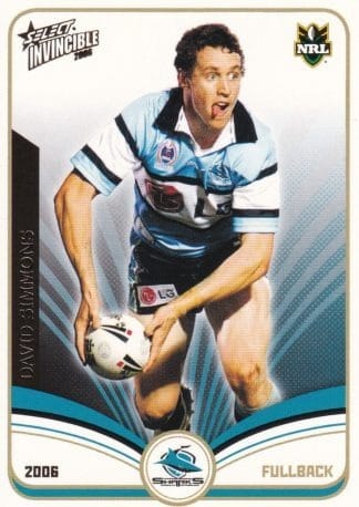 2006 NRL Invincible Common Card - Base 040 David Simmons Cronulla Sharks