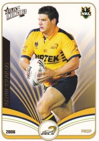 2006 NRL Invincible Common Card - Base 109 Justin Tsoulos Parramatta Eels