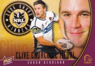 2007 NRL Champions Medal Winner - MW5 Shaun Berrigan Brisbane Broncos