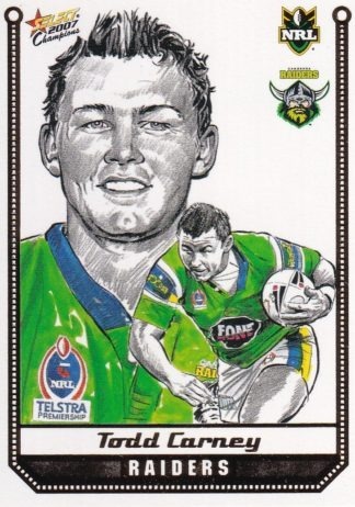 2007 NRL Champions Sketch Card - SK06 Todd Carney Canberra Raiders