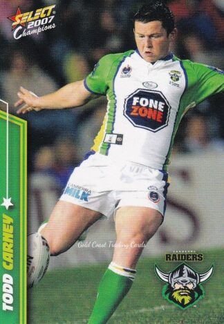 2007 NRL Champions Common Card - Base 032 Todd Carney Canberra Raiders