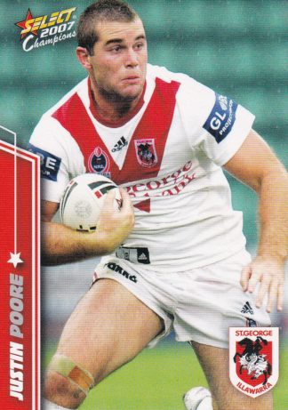 2007 NRL Champions Common Card - Base 147 Justin Poore St George Dragons