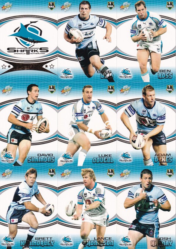 2007 NRL Invincible Base Team Set - Cronulla Sharks