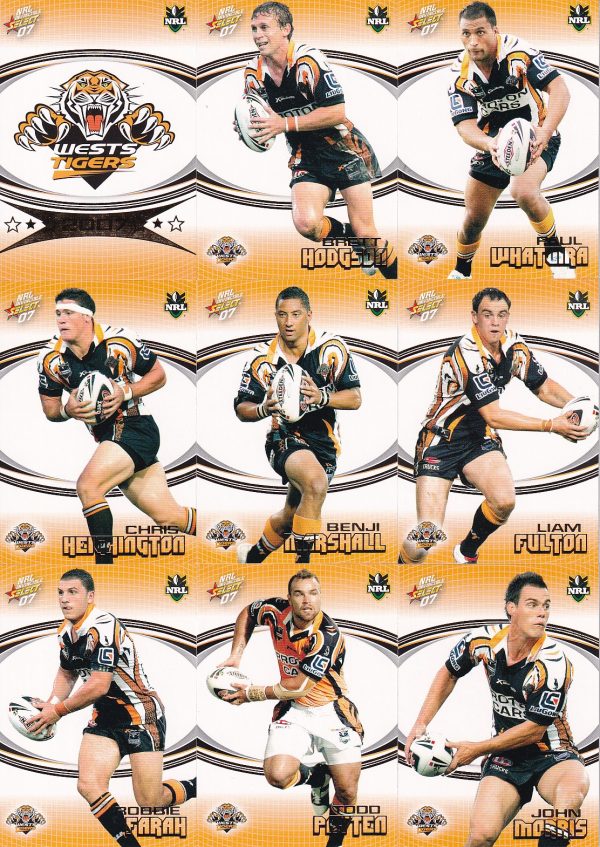 2007 NRL Invincible Base Team Set - Wests Tigers