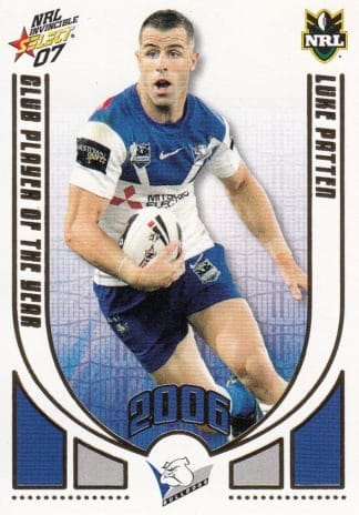 2007 NRL Invincible Club Player Of The Year - CP02 Luke Patten Canterbury Bulldogs