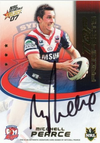 2007 NRL Invincible Top Prospect Signature - TP14 Mitchell Pearce Sydney Roosters